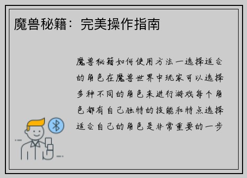 魔兽秘籍：完美操作指南